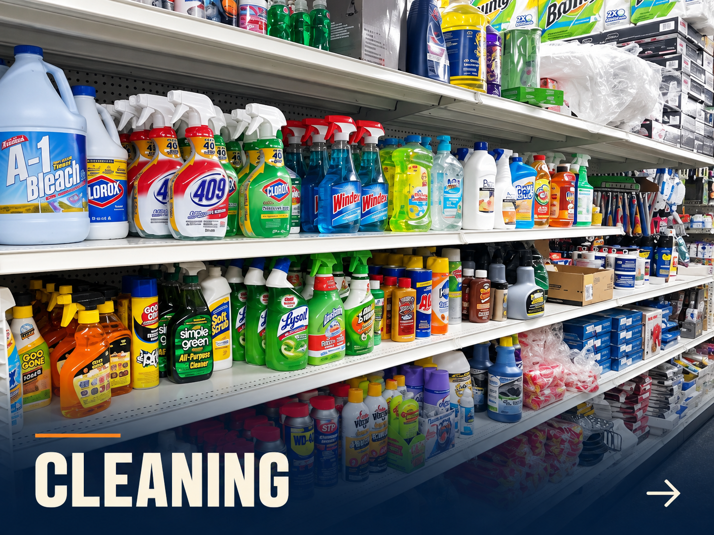 Cleaning aisle inside First Ave Supply