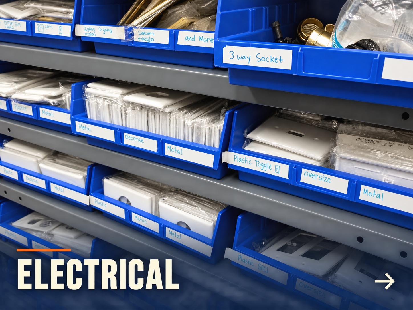 Electrical aisle inside First Ave Supply