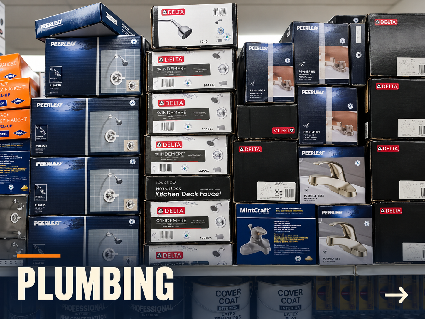 Plumbing aisle inside First Ave Supply