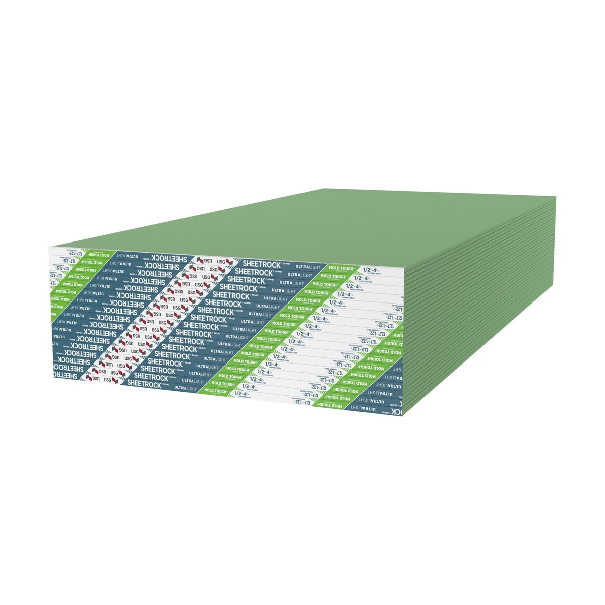 Gypsum Board, 1/2 in, 4 ft x 8 ft, Mold & Moisture Resistant